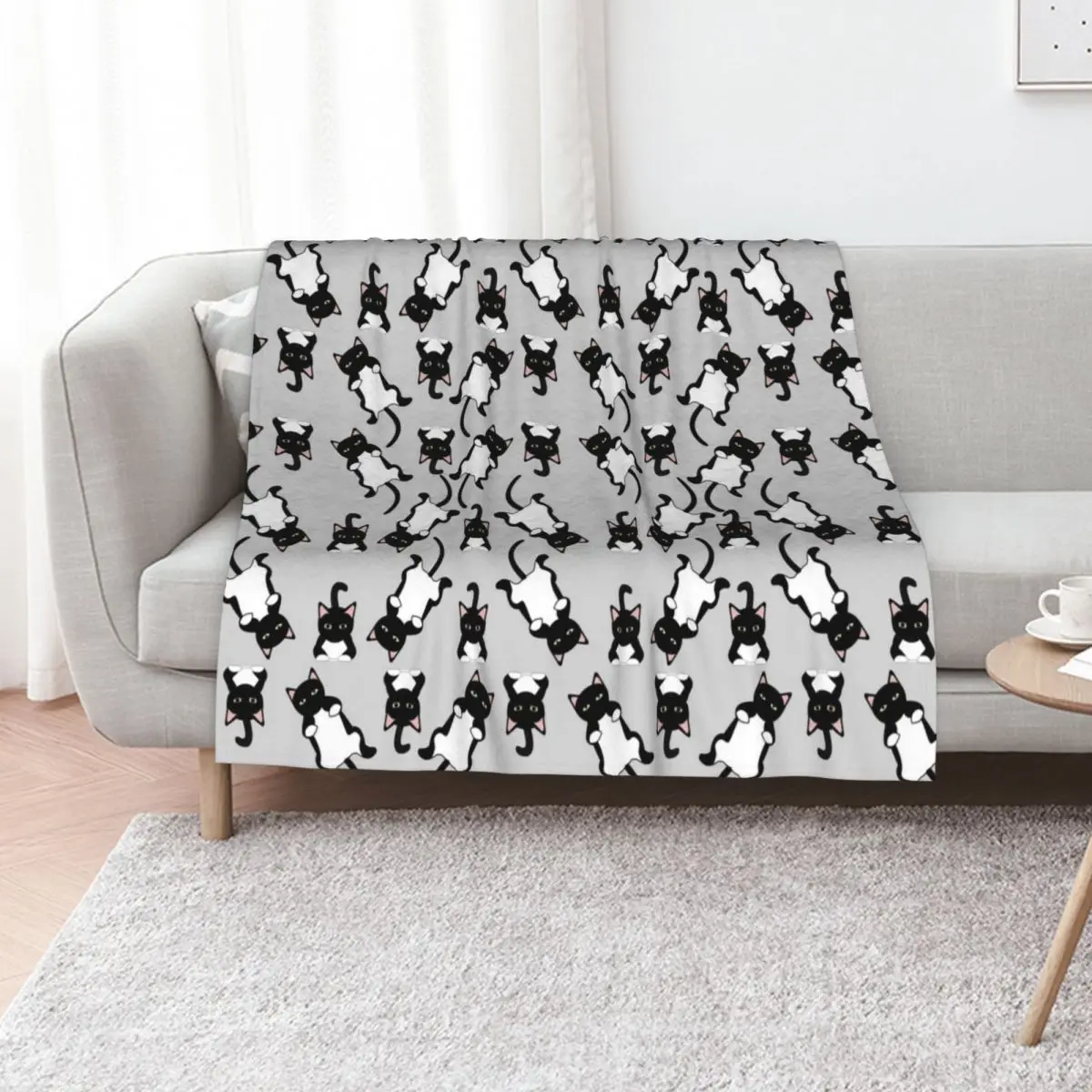 Lazy cat pattern, cats Throw Blanket Fashion Sofas Travel Warm Single Luxury Soft Plush Plaid Blankets