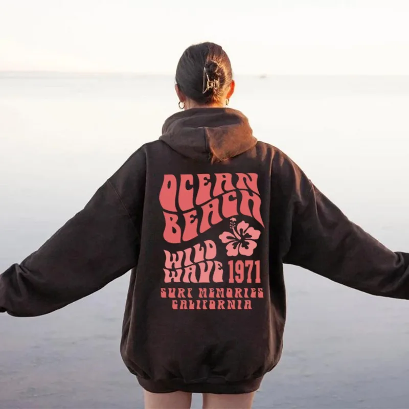 Ocean Beach Hoodie Aesthetic Hoodie Tumblr Sweatshirt CA Surf Tee Trendy Plus Size Hoodie Coconut Hoodie Unisex Aesthetic Tops