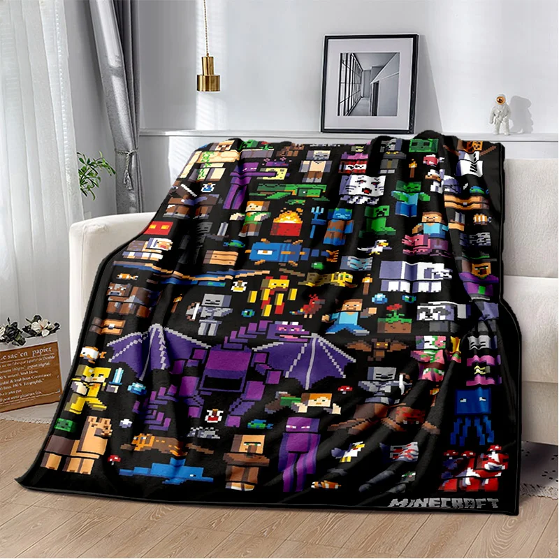 Soft and Luxurious M-Minecraft Blanket with My World Sandbox Game Character 3D Print Fleece Throw Blanket