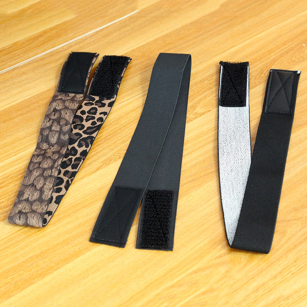 3 Pieces Wig Elastic Band Silvery&Leopard and Black Lace Melting Band for Laying Edges Down Meling Lace Wig Band Adjustable Band