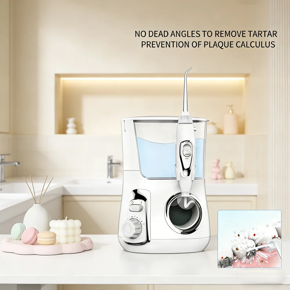 

Настольный ирригатор для полости рта с 10 режимами, резервуаром 800 мл, 5 насадками-соплами, для домашнего ухода и спа-процедур, против неприятного запаха изо рта и кариеса