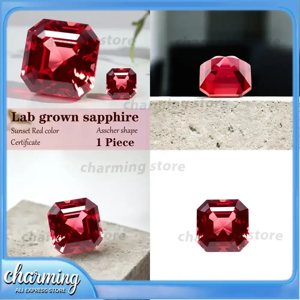 

Лабораторно выращенный сапфир огранки Ашер, цвет закатного красного, для изготовления подвесок, колец, ожерелий, серег. Оптовая продажа лабораторно созданных сапфировых камней.