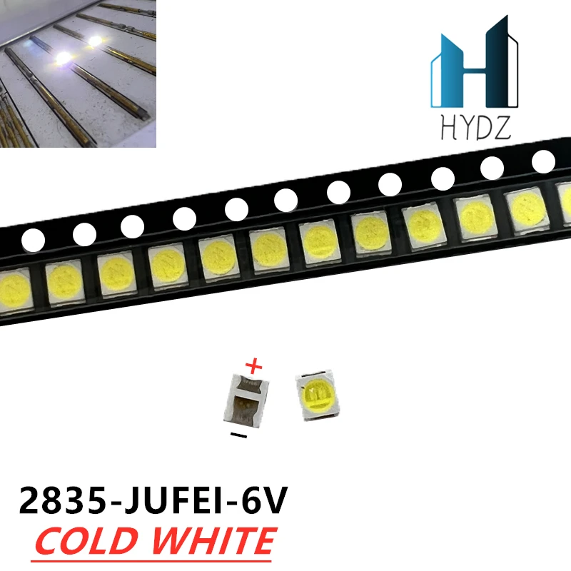 50-100pcs / lot Jufei 3528 SMD LED 2835 6V Cool white 96LM For LCD TV Backlight Application 01.JT.2835BPWS2-C