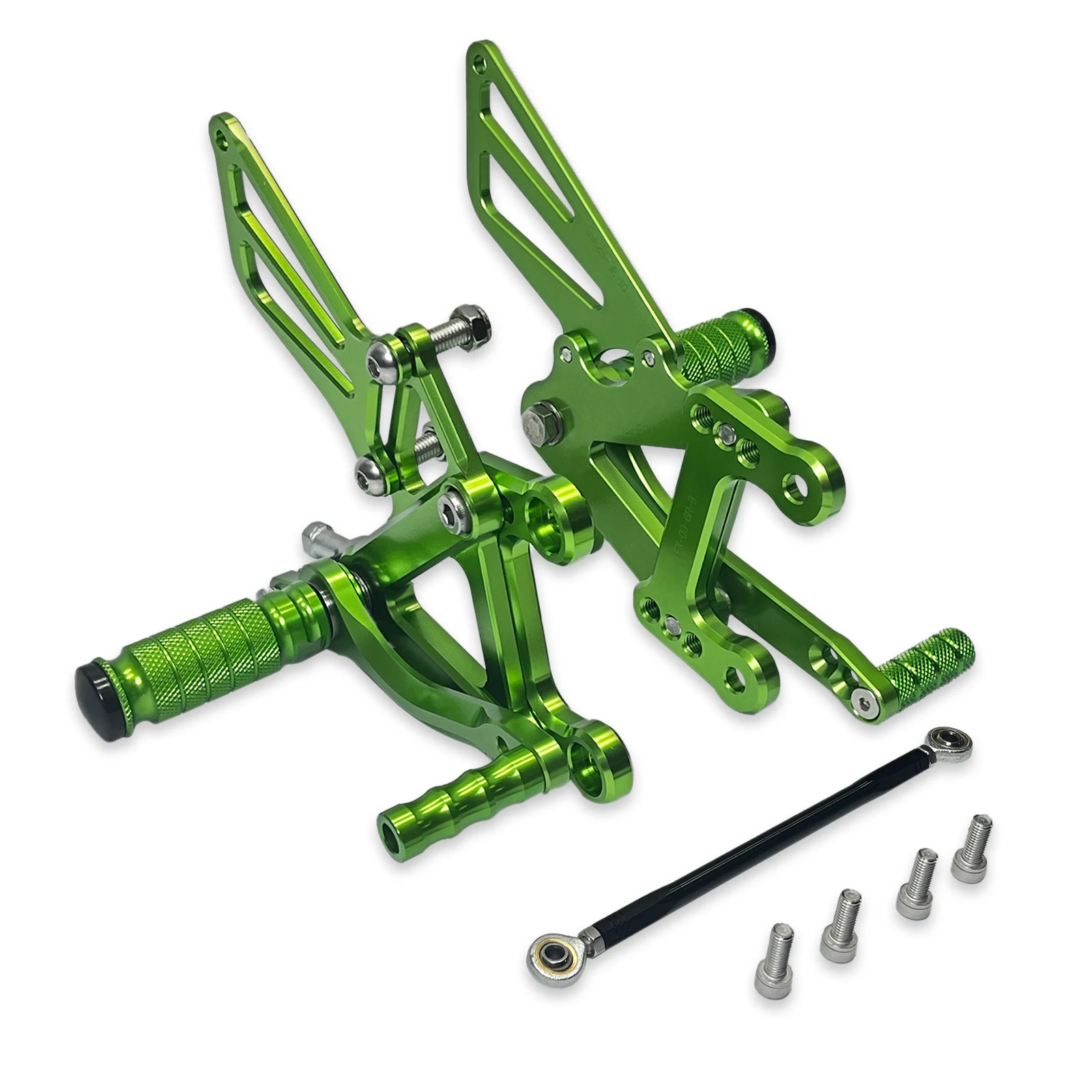 Green Adjustable Motorcycle Foot Peg Pedal Footrest Rearsets Gear Shift For Kawasaki Ninja ZX6R 2003 2004