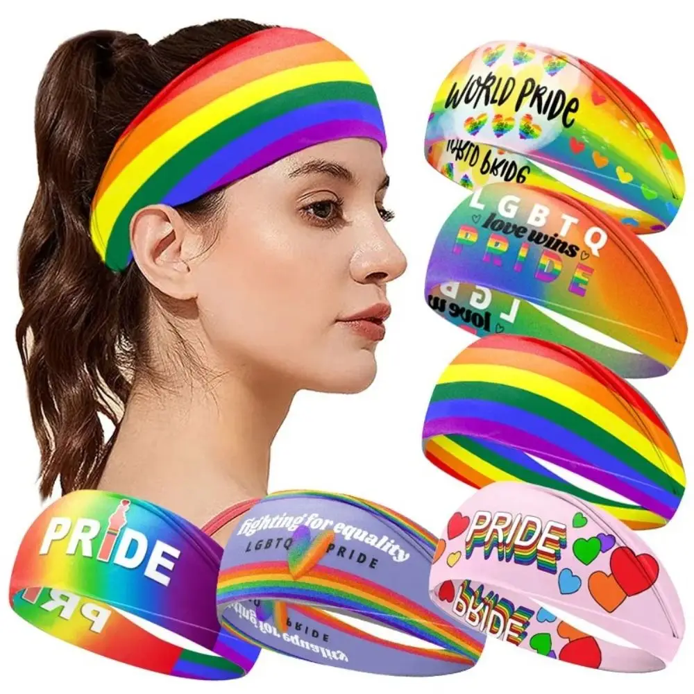 Rainbow Pride Accessories Hair Alphabet Printing Rainbow Headband Pride Hair Accessories Wide Head Band Pride Festival