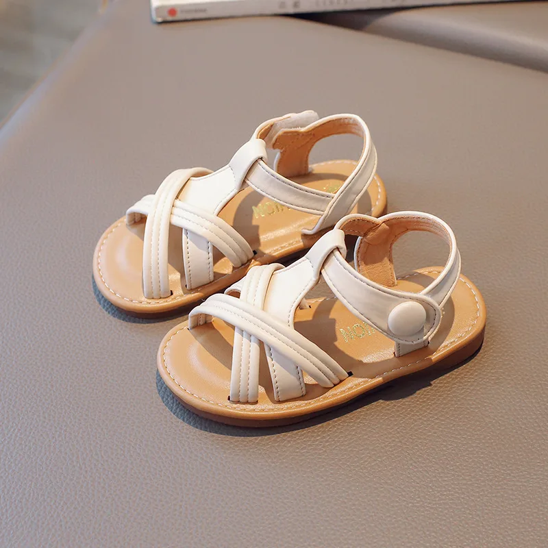 

2025 Summer Girls' Strap Braided Sandals - Chic Open-Toe Princess Beach Slides Soft Lightweight shoes for Kids Multi-Occasion