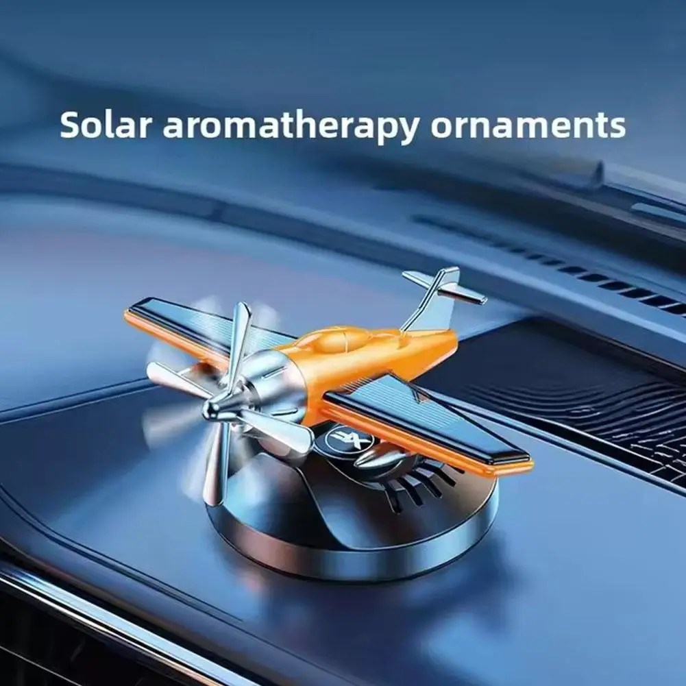 Solar Energy Powered Rotating Propeller Fighter Car Air Freshener Scent Perfume Airplane Fragrance Diffuser Dashboard Aroma - view 5