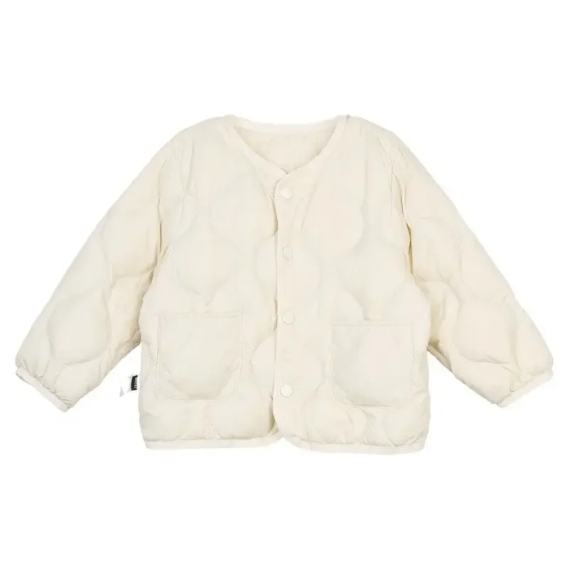Girls Coat Lightweight Imitation Down Padded Jacket Girls Baby Short 2024 Autumn New Children Fashion Solid Color Coat Clothes image 4