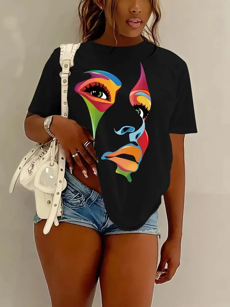 

Plus Size New Women T-shirt Vintage Cartoon Graphic Print T-shirt Oversized Women's Trending Clothing Fashion Short Sleeve Shirt
