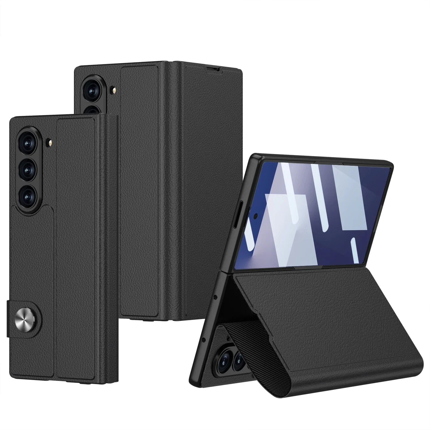 

Магнитный кожаный чехол-бумажник с отделением для карт для Samsung Galaxy Z Fold 7 6 5G со стеклянным экраном Fold6 Fold7, защитный чехол