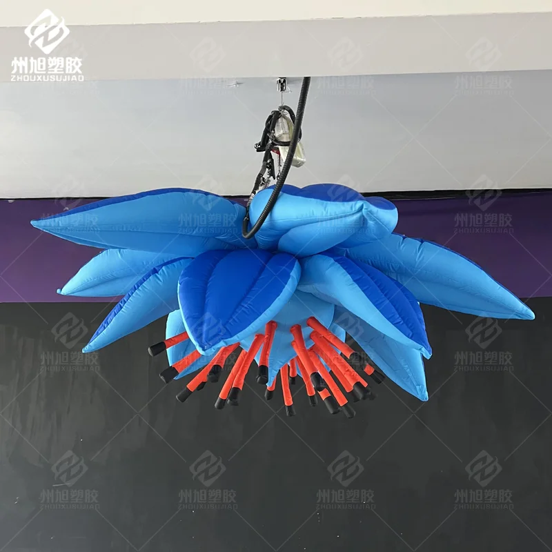 Custom Hanging Inflatable LED Flower Model With Blower Oxford Cloth Exhibition Event Decoration Prop