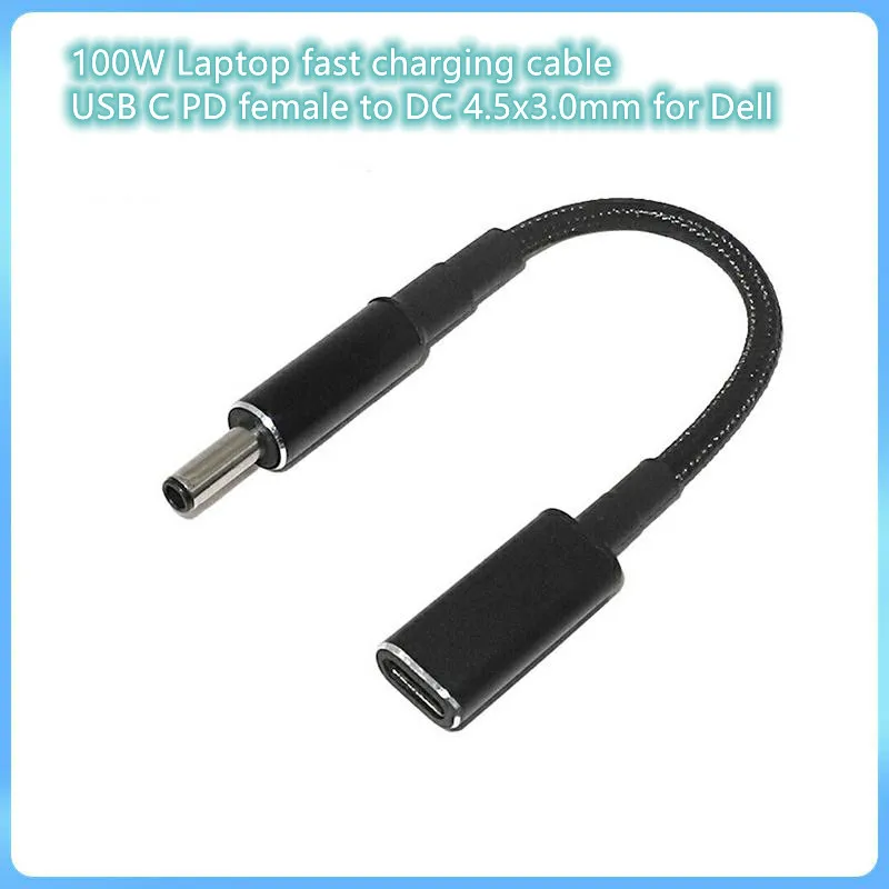 100W USB Type C female Fast Charging Cable for Dell Inspiron 11 13 14 15 3000-7000 Series Vostro 5502 5401 USB-C to 4.5X3.0mm Ad