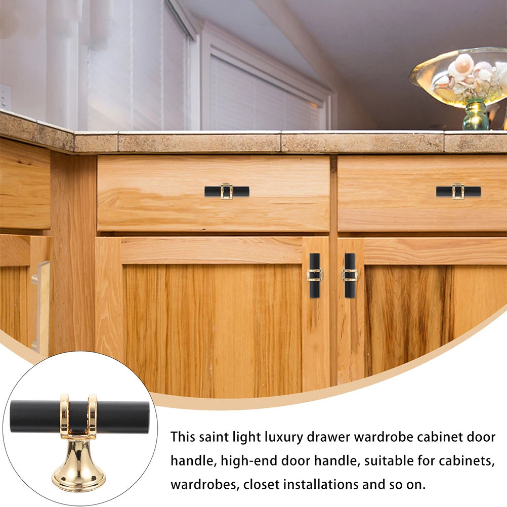

10pcs Black Door Handle Zinc Alloy Cabinet Pulls Sturdy Curved Design Furniture Replacement Handle For Wardrobe Closet Hardware