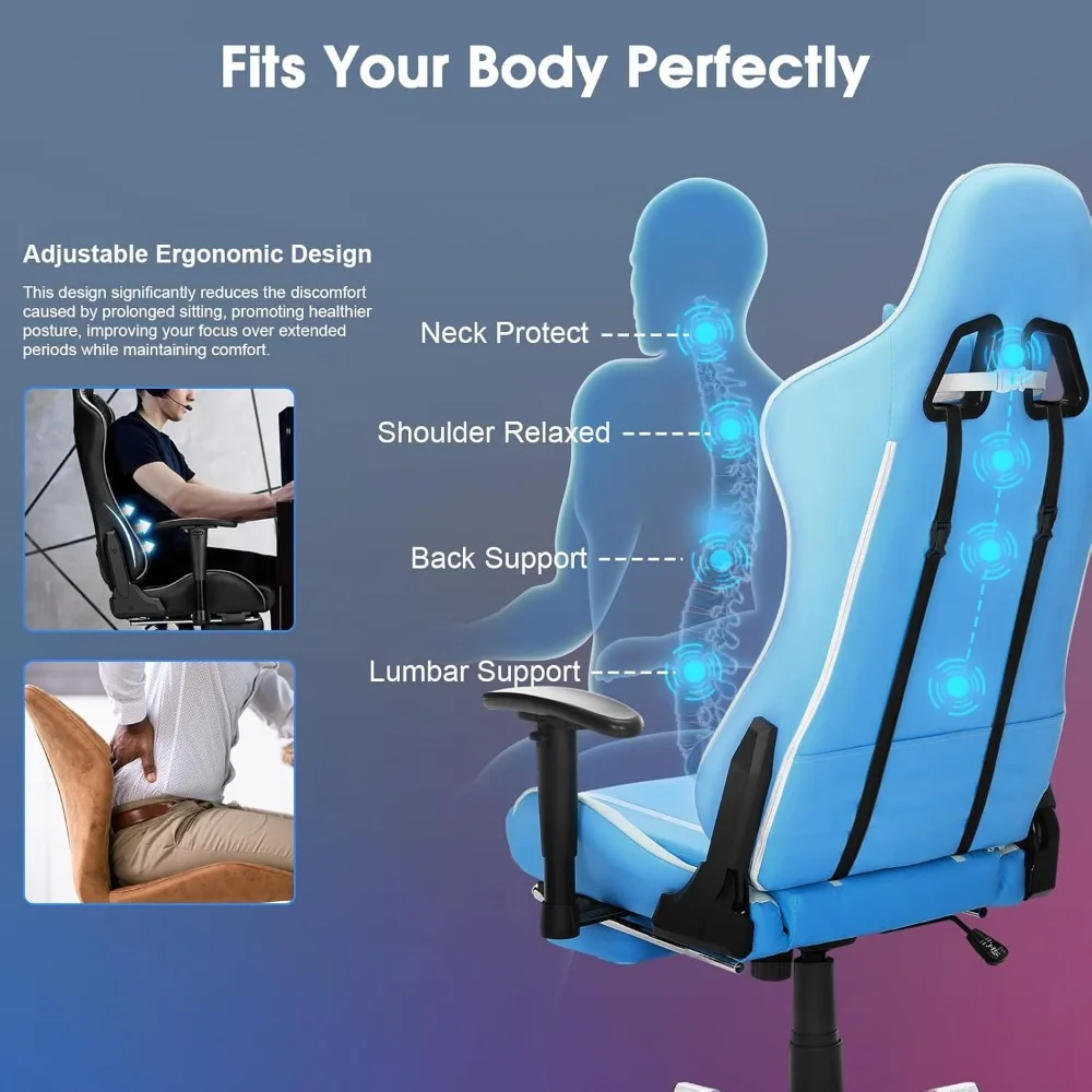 Sedia da gioco Massaggio Sedia da gioco per PC Sedia da ufficio Sedia da computer ergonomica con sedia da lavoro girevole con supporto lombare
