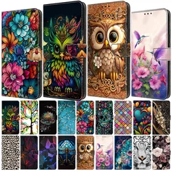 Xperia 지갑 Funda on 소니 Xperia 10 V 5 IV 1 V 10II 10 III Lite 1IV 3D 꽃 페인트 가죽 카드 슬롯 전화 케이스