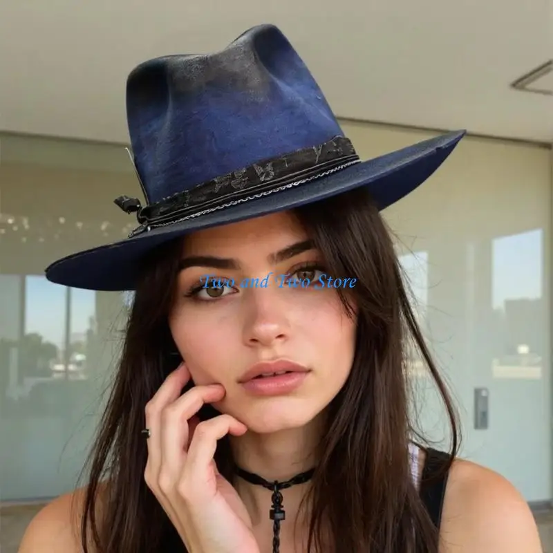 

HX6F Wool Fedoras Hat with Skull Head Top Design Dark Series Headwear For Halloween Party Various Theme Occasion Gathering