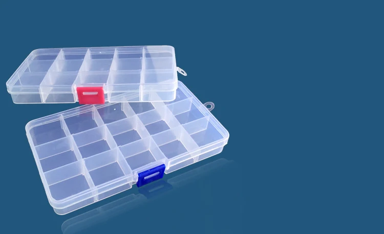 Komponenten organizer 15 Grids Transparent Kunststoff Lagerung Organizer Fach Einstellbare Container Box Für Schmuck Taste Rechteck Box Fall – Detail 2