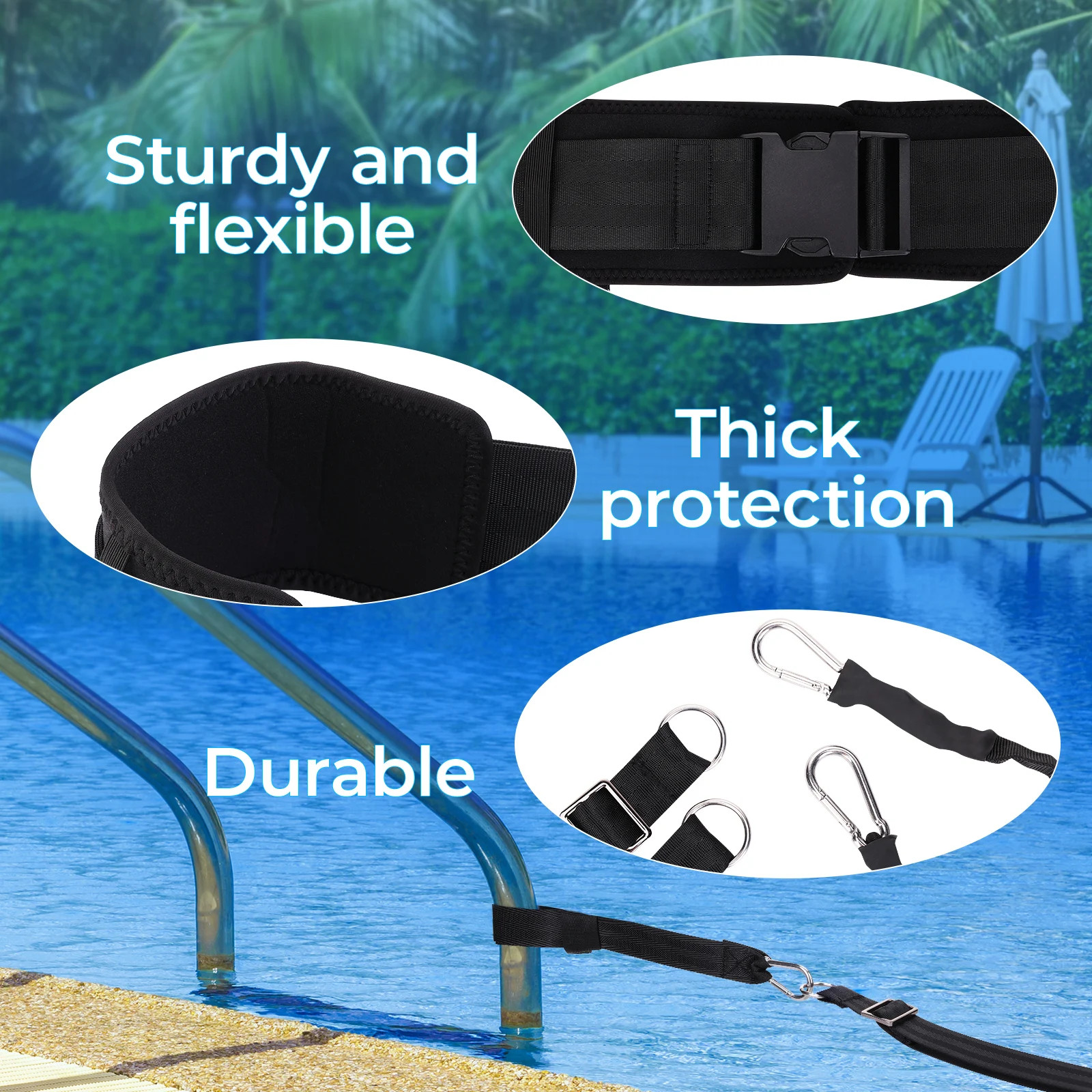 حزام السباحة الثابت للسباحة المقاوم المائي، مقود تدريب السباحة للتدريب على السباحة وممارسة الرياضة #6