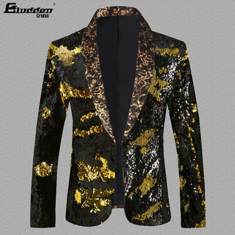 O618Sequined Groom Suit Jacket Host Dress Dance Costume Bar