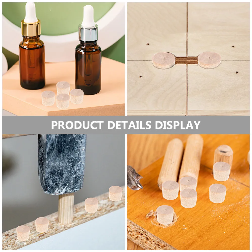 50pcs Wooden Hole Plugs for Stair Buttons, Carpenter Bee Hole Replacement Caps, Round Furniture Drill Hole Covers
