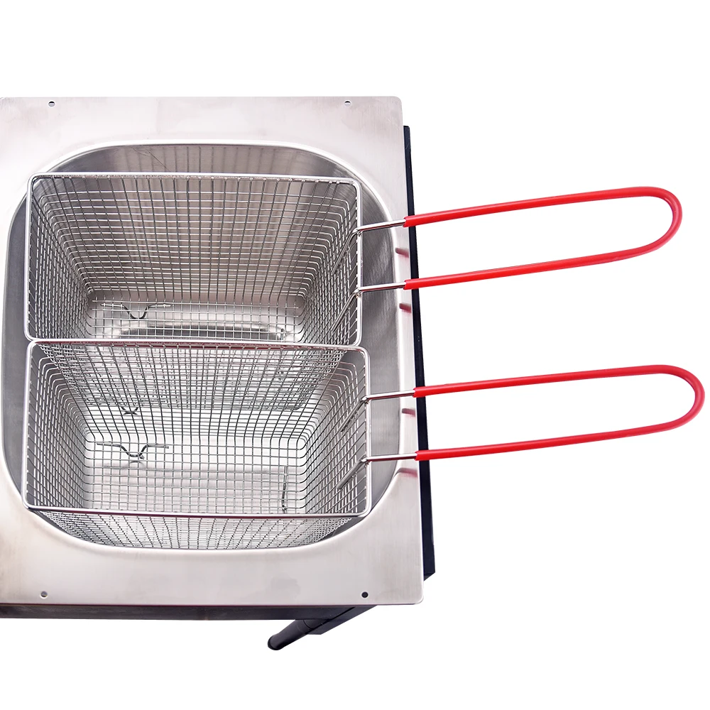 Commercial High Pressure Gas Deep Fryer With Perforated Basket Adjustable Legs For Outdoor Food Stall Cooking Tools