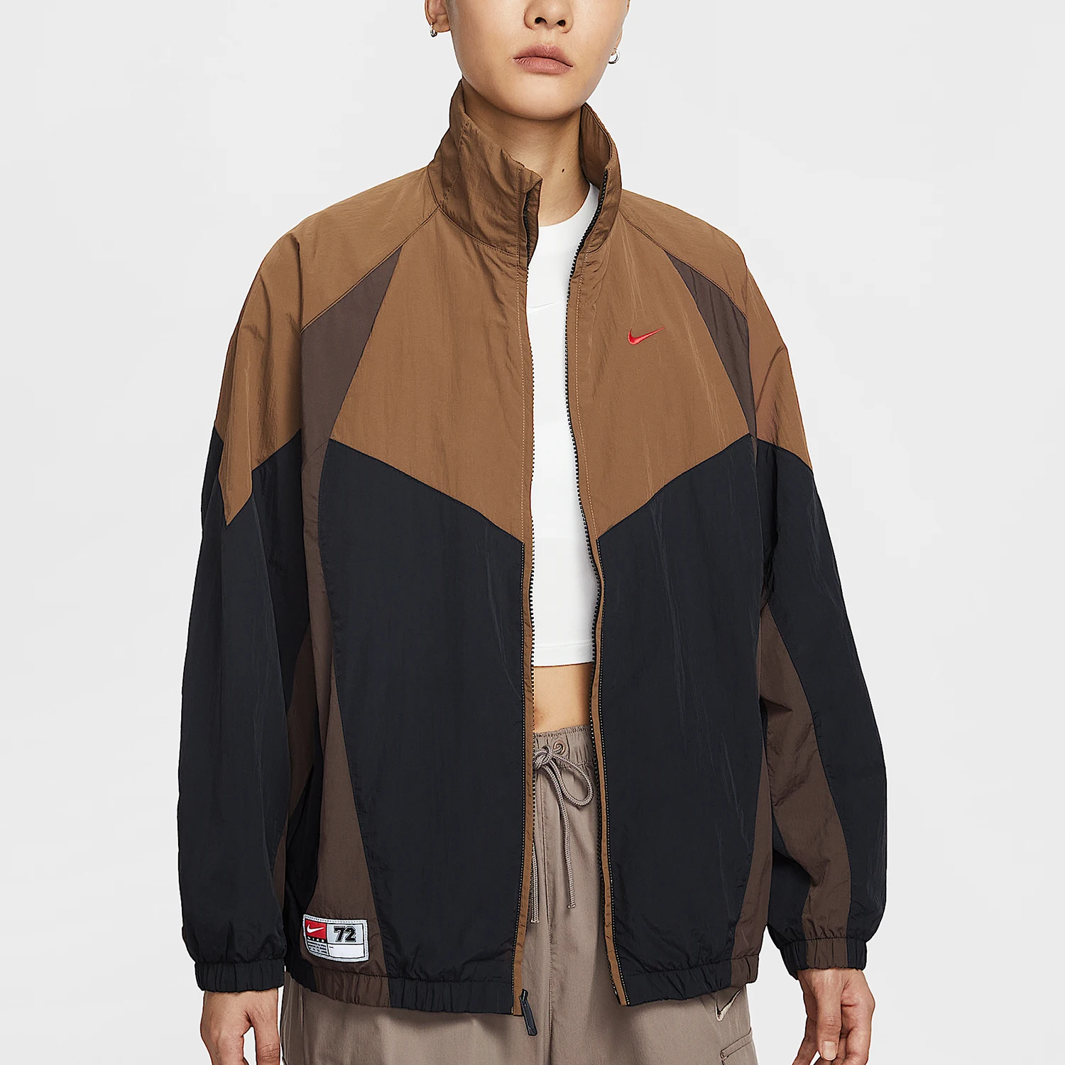 Nike genuine Sportswear Women's Patchwork Loose Stand Collar Jacket IO0478-010