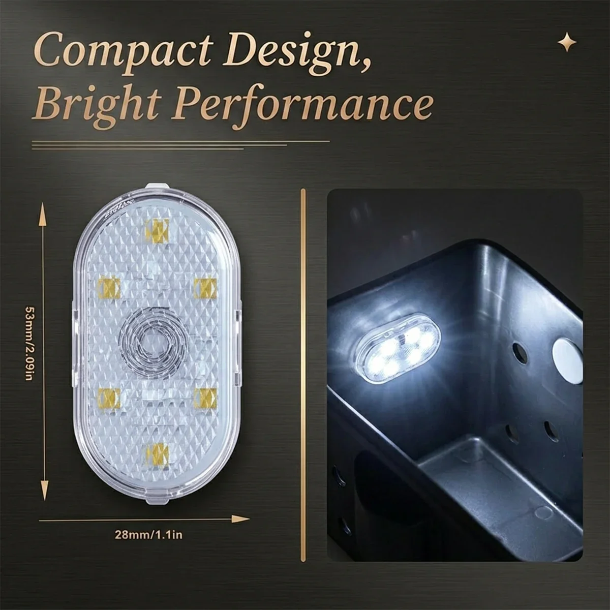 1-4 Stück Touch-Licht für Auto, LED-Licht mit 6 hellen LED-Perlen, Finger-Touch-Sensor, Leselampe, sanfte Beleuchtung für Kofferraum und Motorhaube – Detail 7