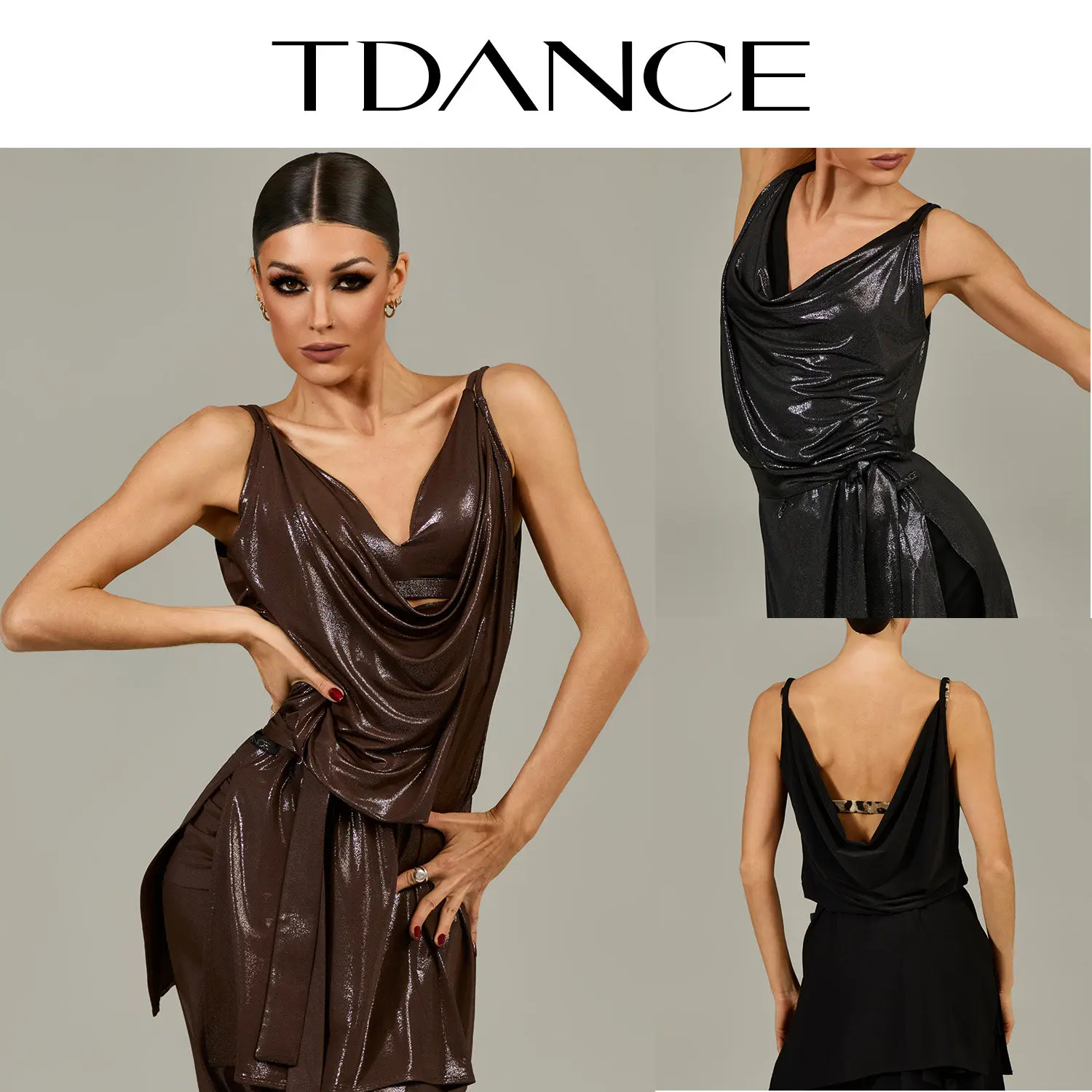 

Индивидуальный комплект для латиноамериканских танцев TDANCE: свободный костюм с отложным воротником для преподавателей, универсальный базовый стиль для занятий, в сочетании с GL-256