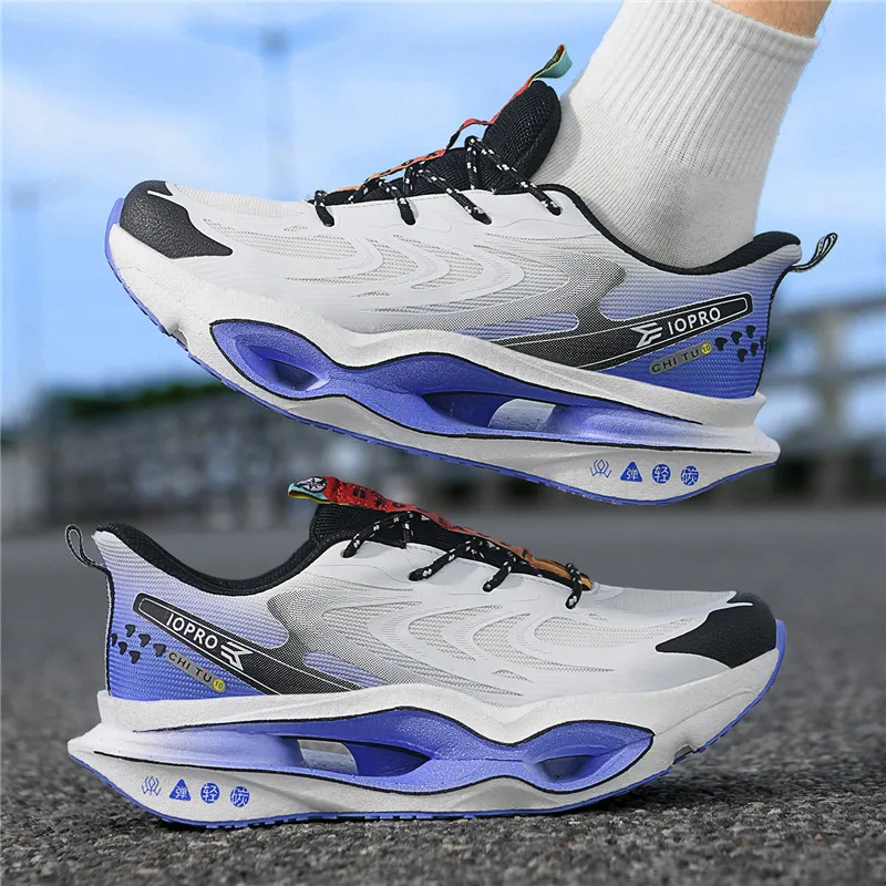 Herren-Laufschuhe mit durchbrochener Sohle, atmungsaktive Sportschuhe aus Mesh für den Sommer, hochelastische, stoßdämpfende Herrenschuhe mit dicker Sohle, die die Körpergröße erhöhen, leichte, rutschfeste und abriebfeste Herren-Laufschuhe für Outdoor-Aktivitäten, Fitness und den täglichen Gebrauch. – Detail 5