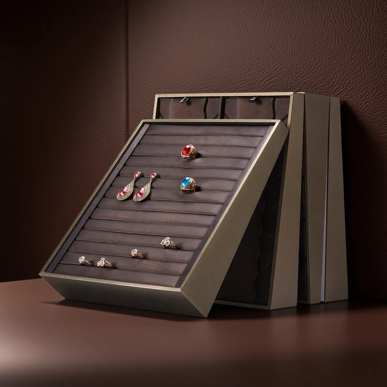 Вертикальная бархатная подставка для ювелирных изделий-большой регулируемый органайзер для сережек и ожерелья и колец для магазина, домашний туалетный столик