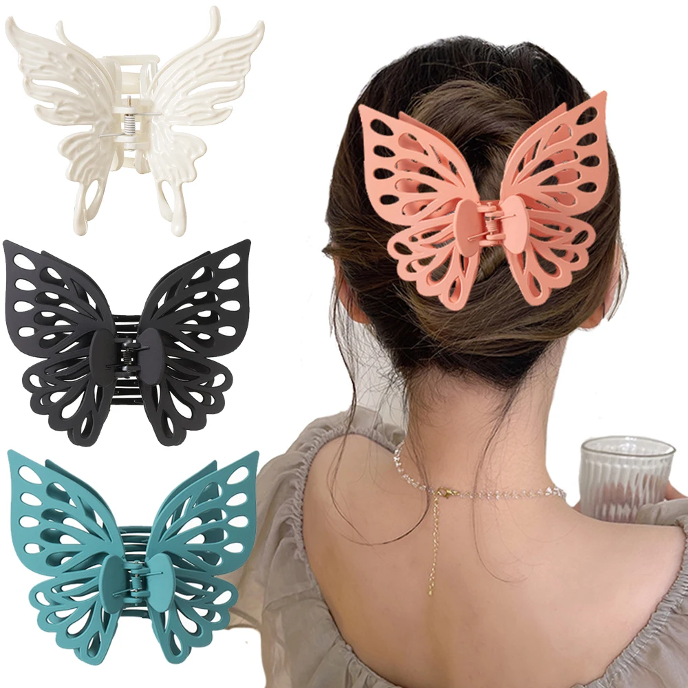 FORWOT Women Extra Large Hair Claw Clips Hollow Butterfly Hairpin Hair Clip Acrylic Bath Barrettes for Girls Hair Accessories