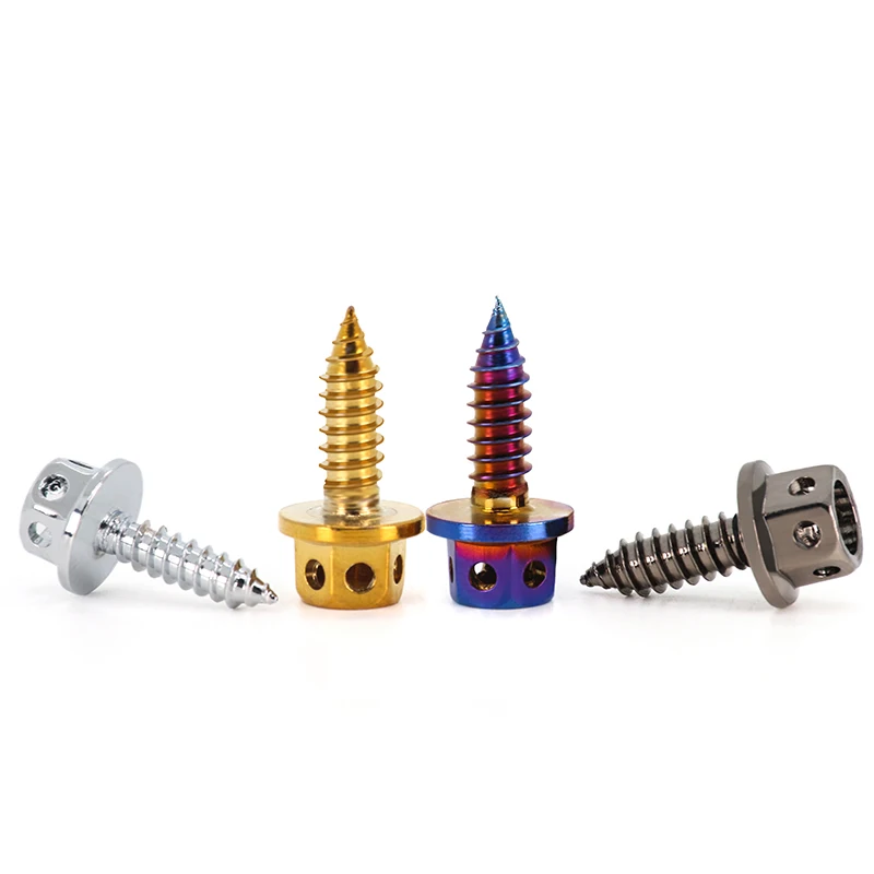 M4M5 Hollow Flange Hexagon Screw Titanium Screw Motorcycle Electric Vehicle Modified Self-tapping Screw Titanium Blue Titanium G