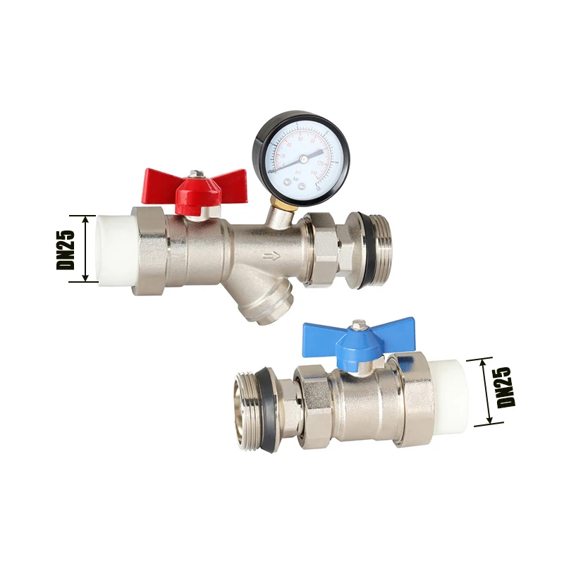 

Водоотделитель для подогрева пола с медными впускными и выпускными клапанами, фильтрующая сетка с термоплавом PPR DN25