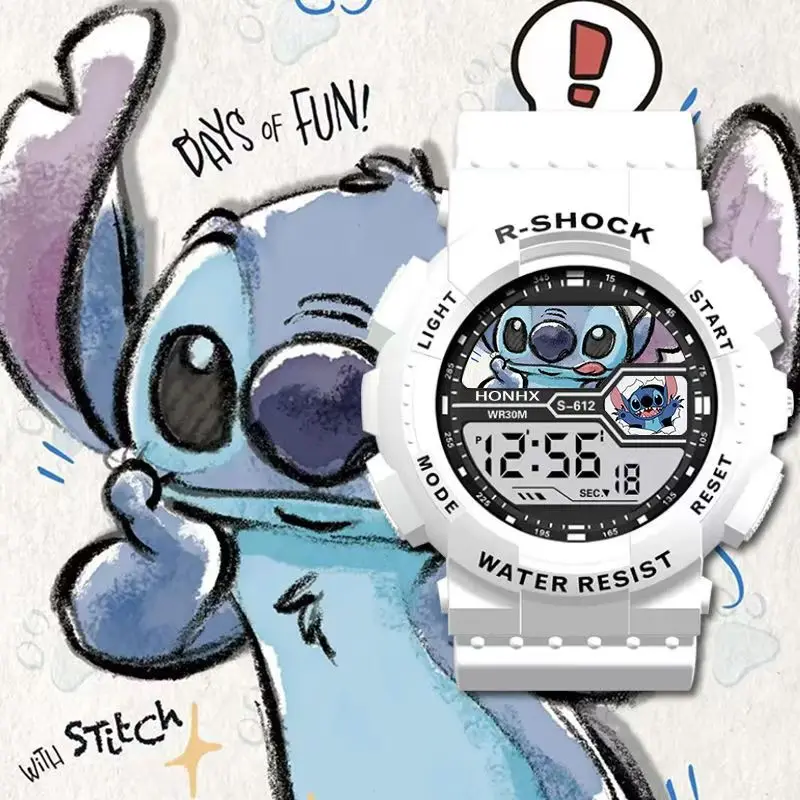 

Interstellar Baby Stitch Cartoon Outdoor Sports Watch Multi functional Electronic Waterproof Night Light Digital Watch