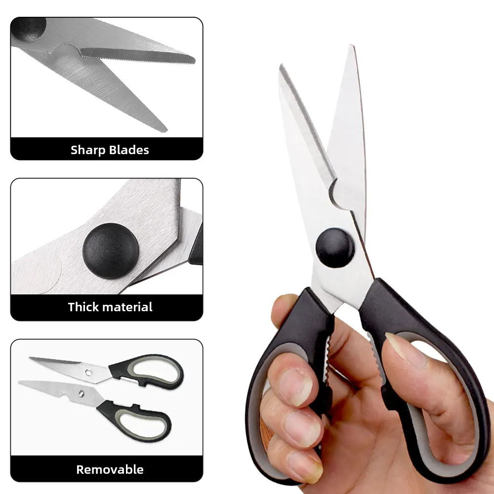 Stainless Steel Kitchen Scissors Multi-functional Strong Chicken Bone Scissors Kill Fish Scissors Household Food Scissors