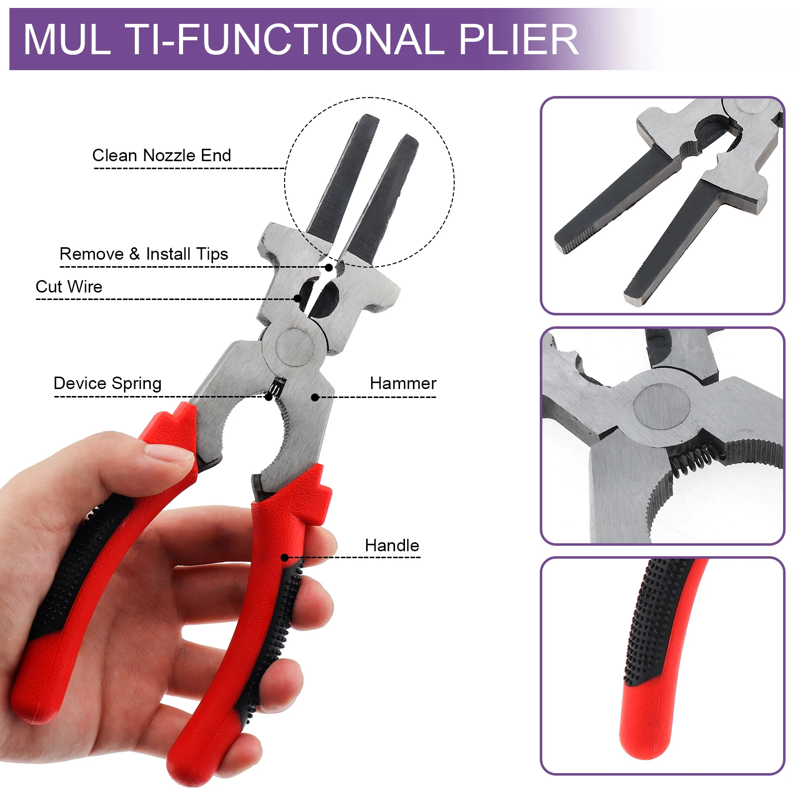 5pcs Welding Hammers Slag Removal Tool Sets Scratch Wire Brush Welding Plier Slag Removal Tool Welding Gloves