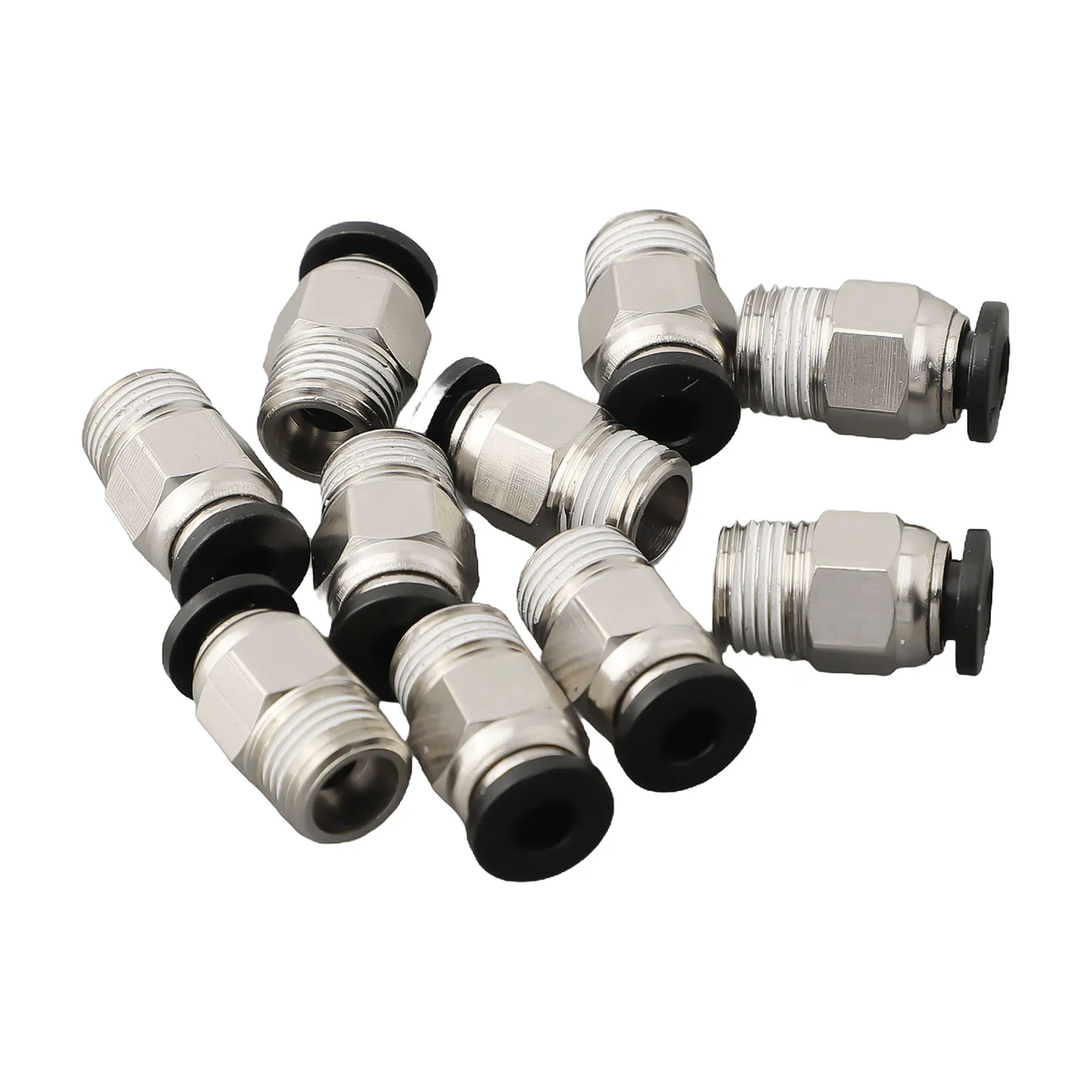 

In Quick Straight Pneumatic Connector PTFE 10 Pcs External Fitting PC4-M10 Stainless Steel Thread Tube Brand New