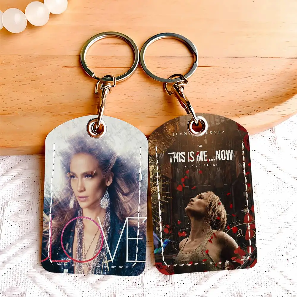 

Singer Jennifer Lopez Card Holder Keychain Key Ring Door Lock Access Protective Case For Security Gift