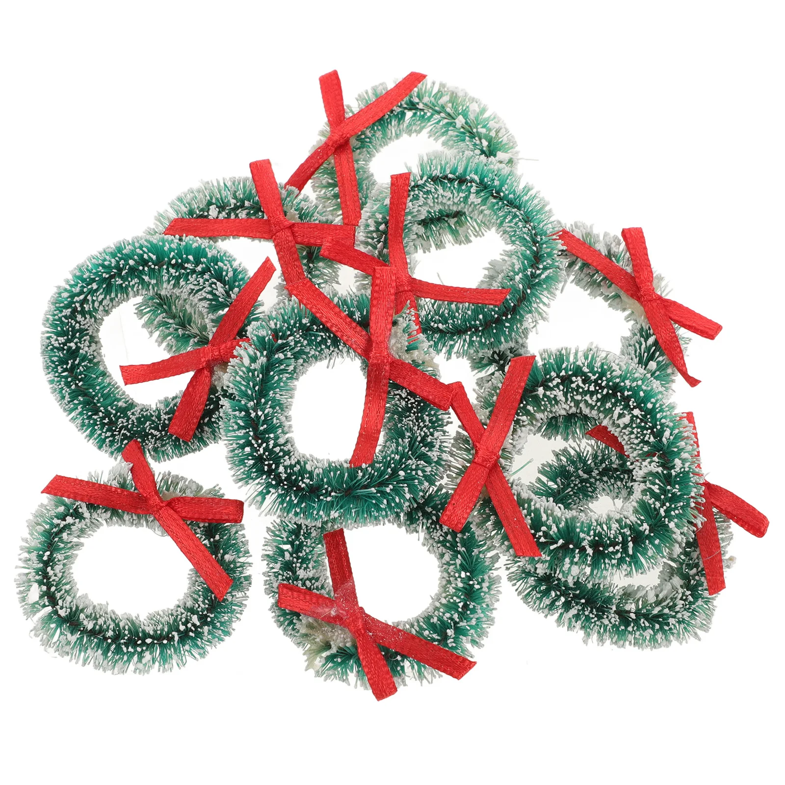 

10 Pcs Small Wreath Mini Garland Hanging Decoration Sisal Silk Heart Shaped Wire Frame