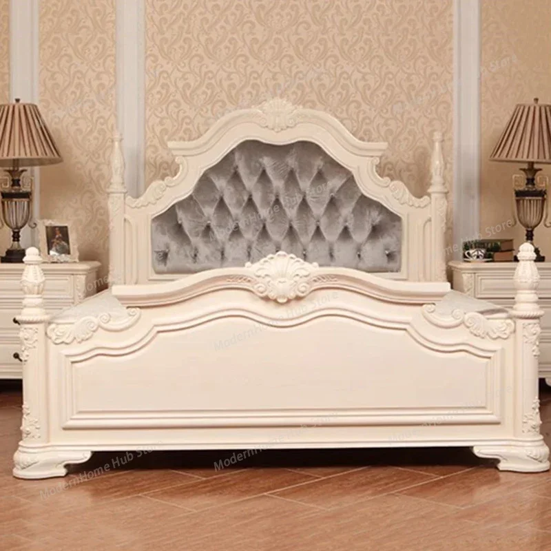 High Soft Bedroom Double Bed Simple Cheap Kawaii Wood Modern Twin Beds Upholstered Sleeping European Camas De Casal Furniture