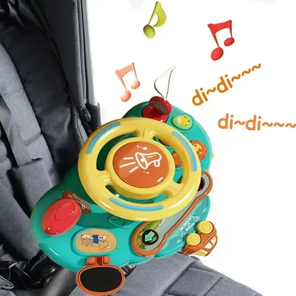 Copilots Stroller Simulation Steering Wheel Toys Multi Functional Montessori Steering Wheel Vocal Toys Electric Interactive