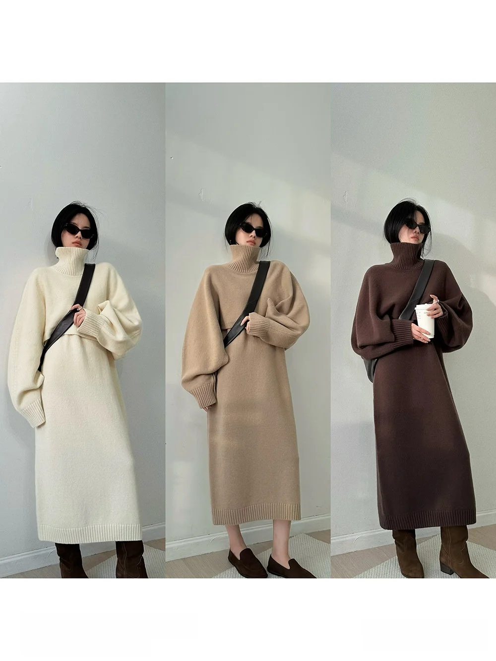 

MUCCHIC Вязаный шерстяной комплект Dr Set Длинный светящийся круглый свитер Ne из 00% шерсти Зимняя коллекция для поездок на работу