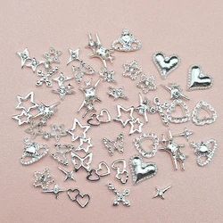 20Pcs 3D Metal Love Star Planet Cross Nail Charms Luxury Nail Parts Gem Crystal Rhinestones Stone Nail Art Decorations Accessori
