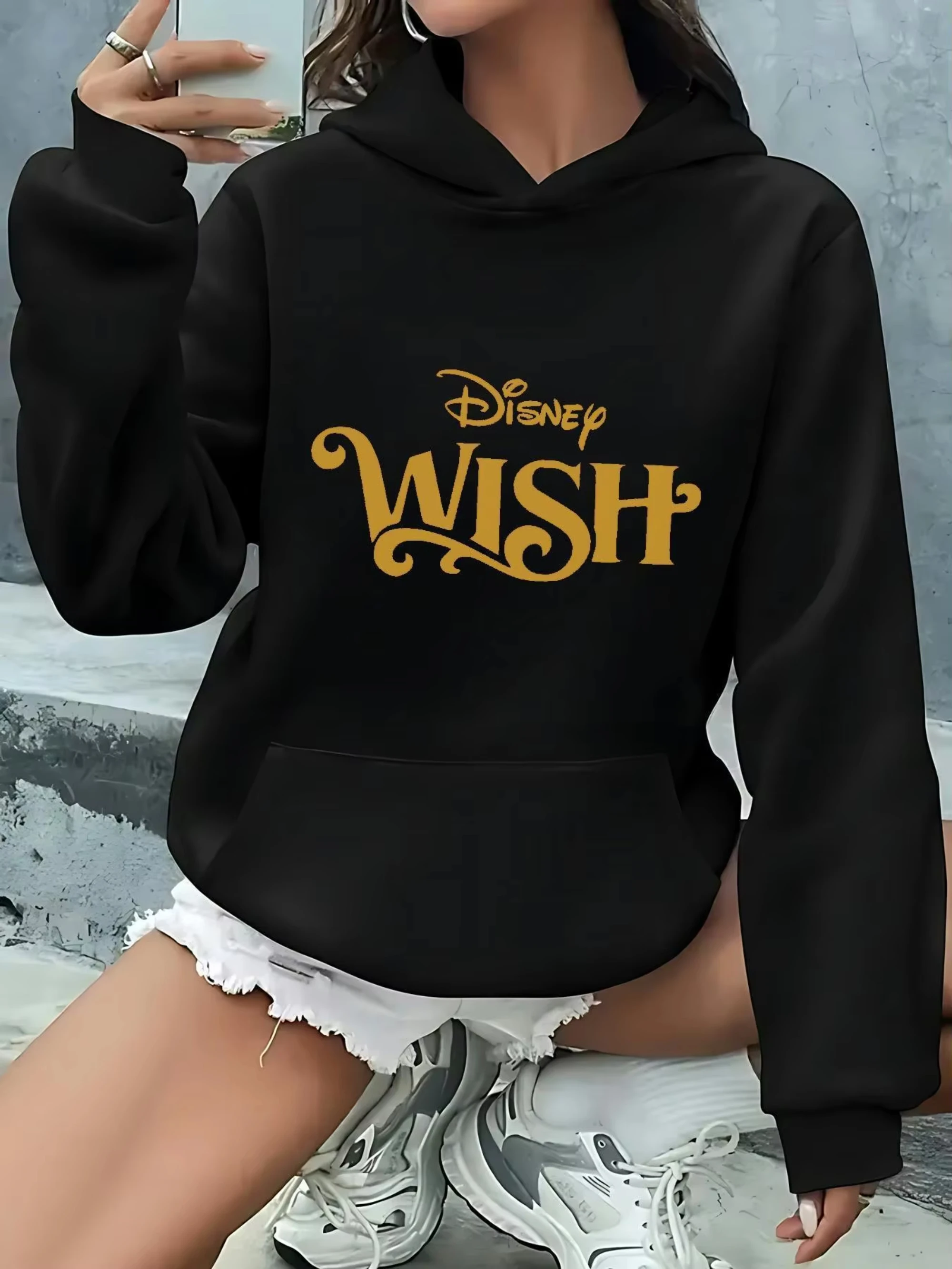 

Оригинальные свитера для пар Disney с буквенным принтом Disney, повседневные удобные осенние и зимние свободные хлопковые свитера для мужчин и женщин