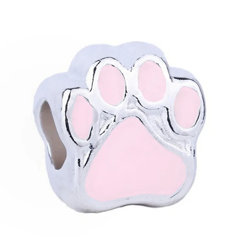 10 STKS Emaille Poot Voetafdruk Kralen Zinklegering Hond Kat Print Spacer Kralen Armband Sieraden Maken Accessoire