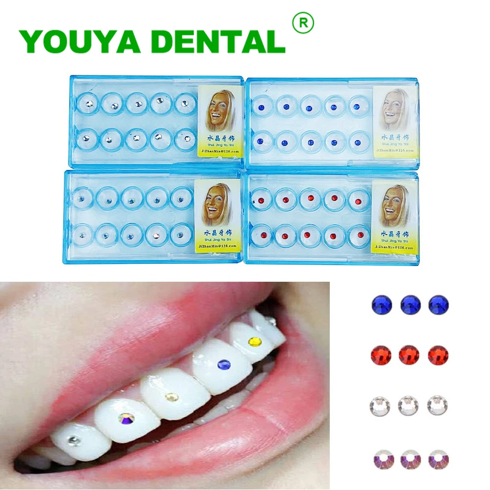 1 Box Teeth Gems Dental Diamond Acrylic Crystal Ornaments Jewelry Teeth Whitening Beautiful Shining Tooth Decoration Studs