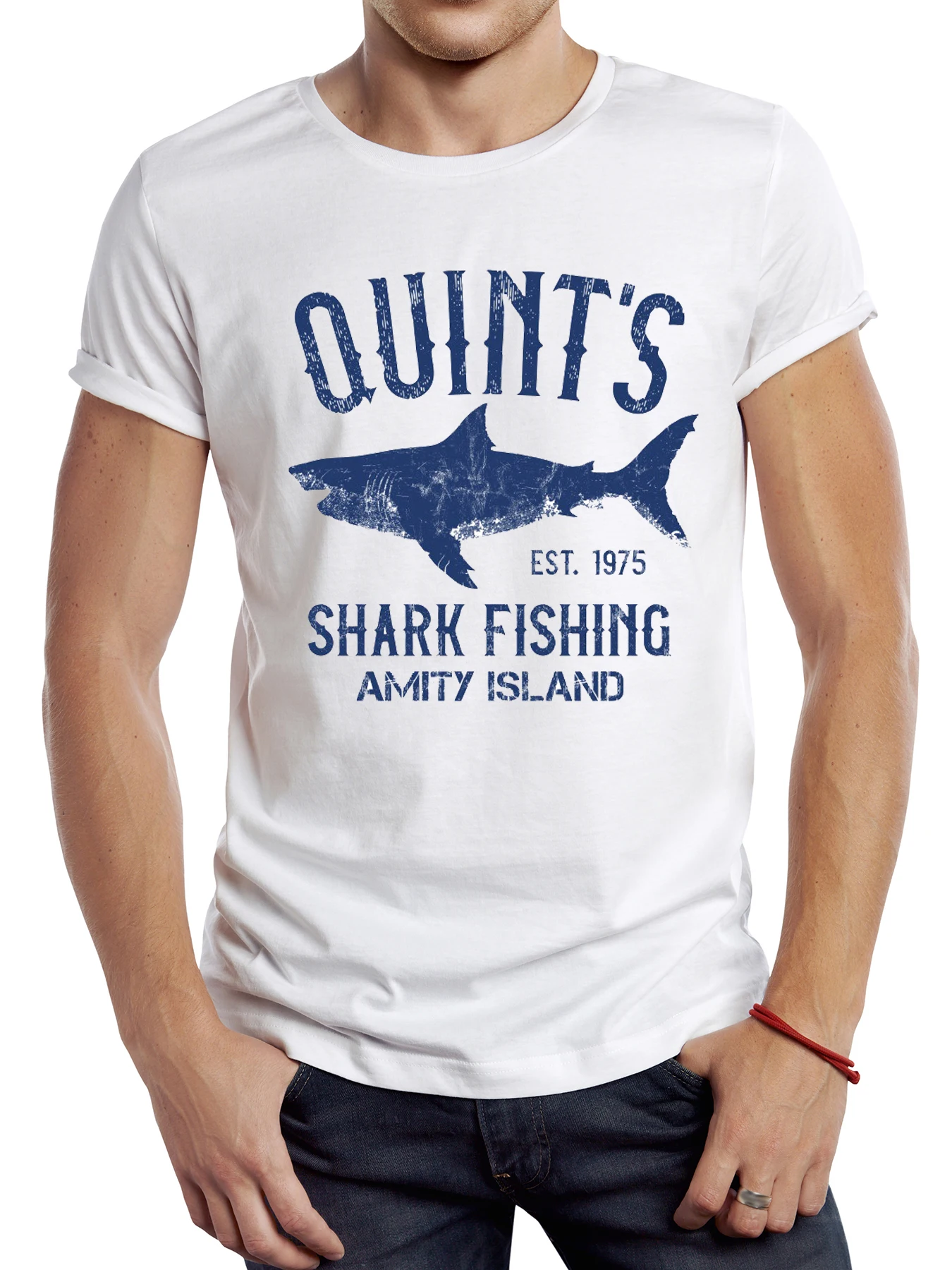 

FPACE Shark Fishing Printed Men T Shirt Short Sleeve Casual Sharks T-shirt Sport Tops Graphic Streetwear