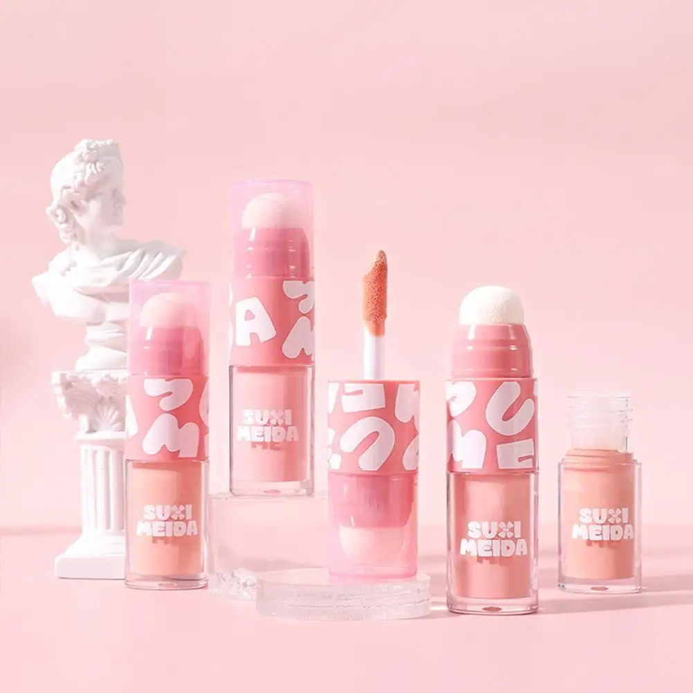Pink Liquid Blush Double-ended Blusher ครีมแต่งหน้า Rouge Cheek Long-acting กันน้ําผิวหน้าสีสวมใส่ง่ายเครื่องสําอาง