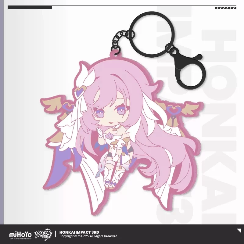 Porte-clés en caoutchouc souple sur le thème de l\'anime Honkai Impact 3 Valkyries, pendentif de dessin animé, Kiana Pardofelis Elysia, accessoires