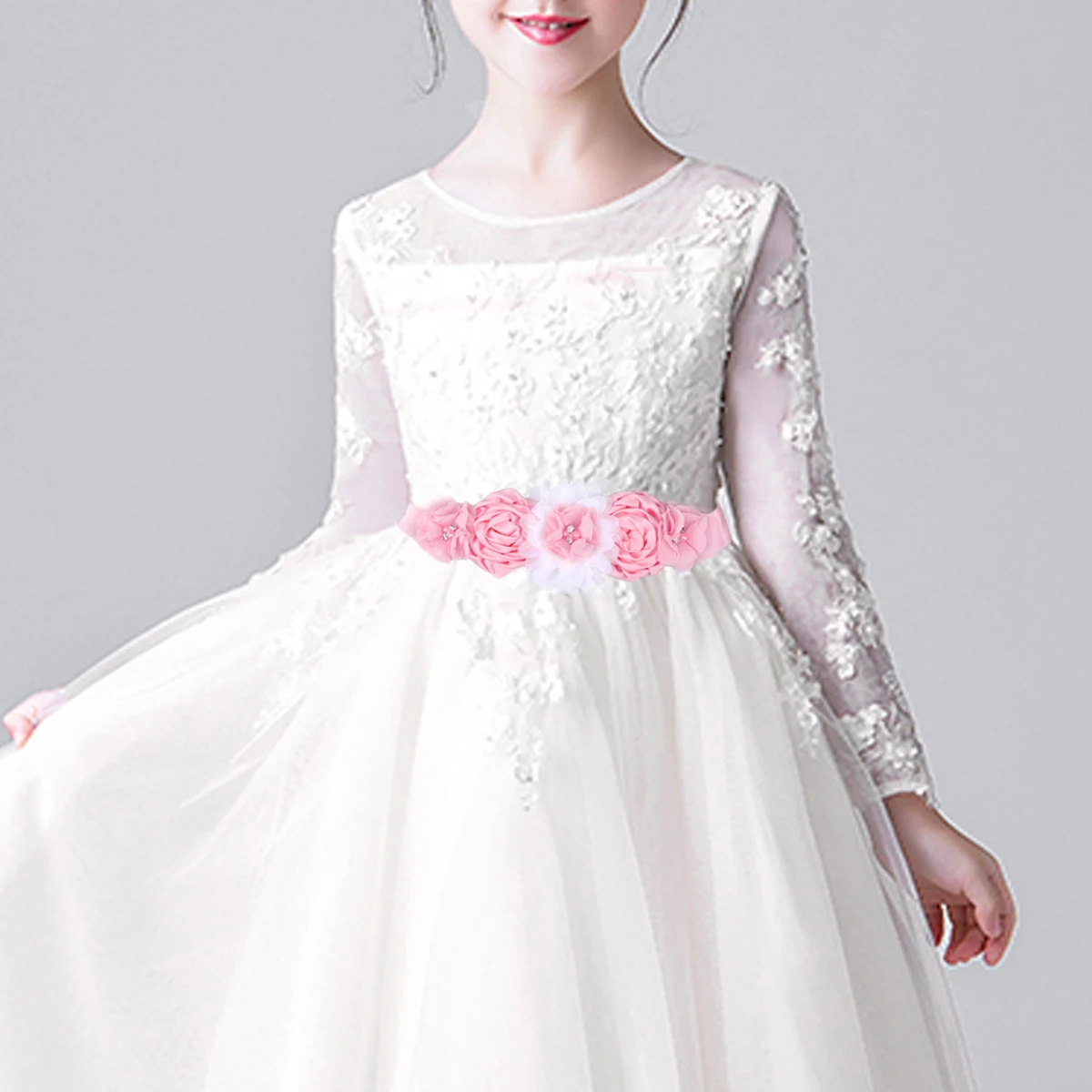 

2 Pcs Flower Belt Waist Girl Sash Rhinestone The Flowers Wedding Ribbon Bridesmaid